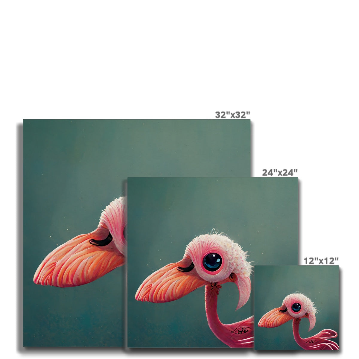 Baby Bird Flamingo Canvas