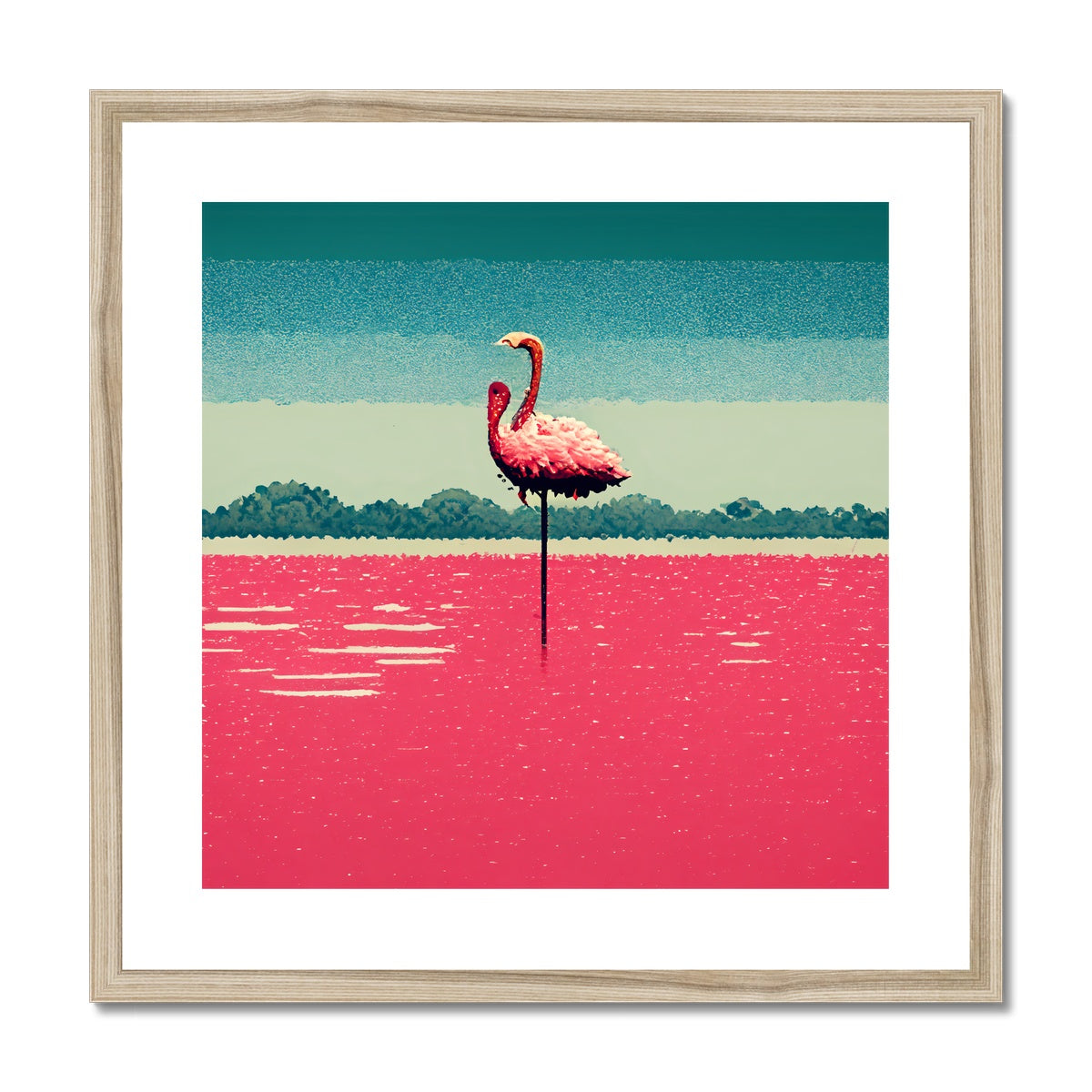 Flamingo 8 Bit Framed & Mounted Print