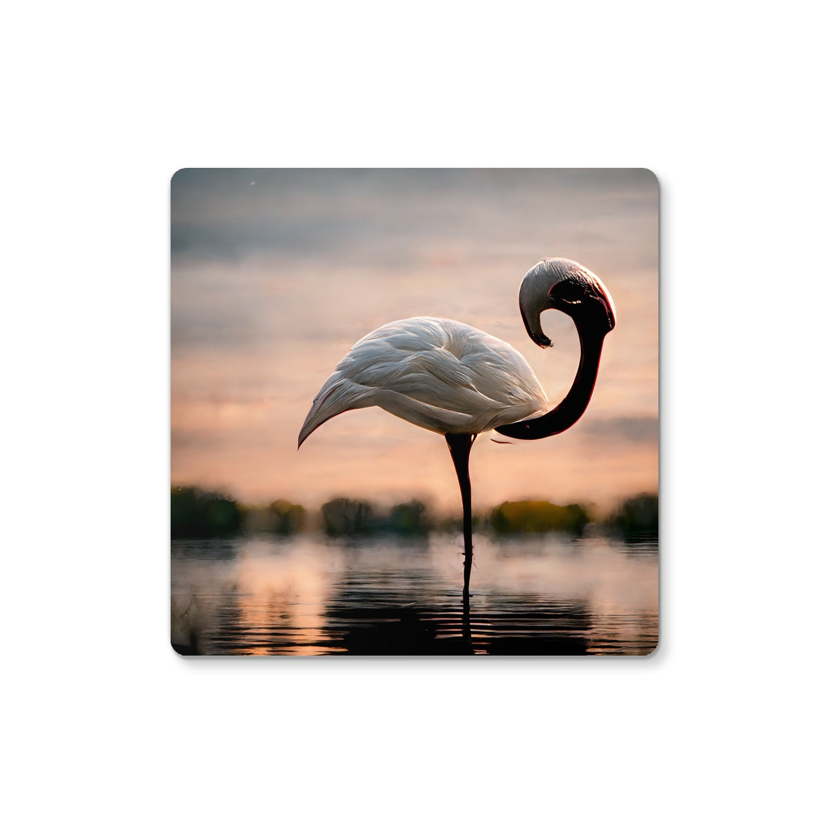 Flamingo White Alone Coaster