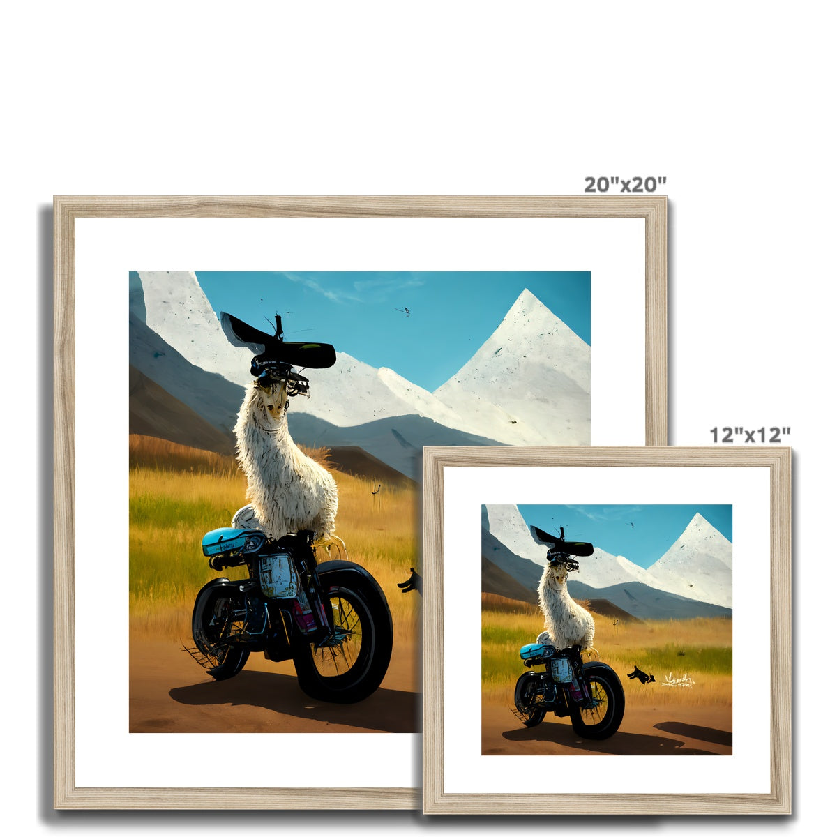 Llama on a Bike Framed & Mounted Print