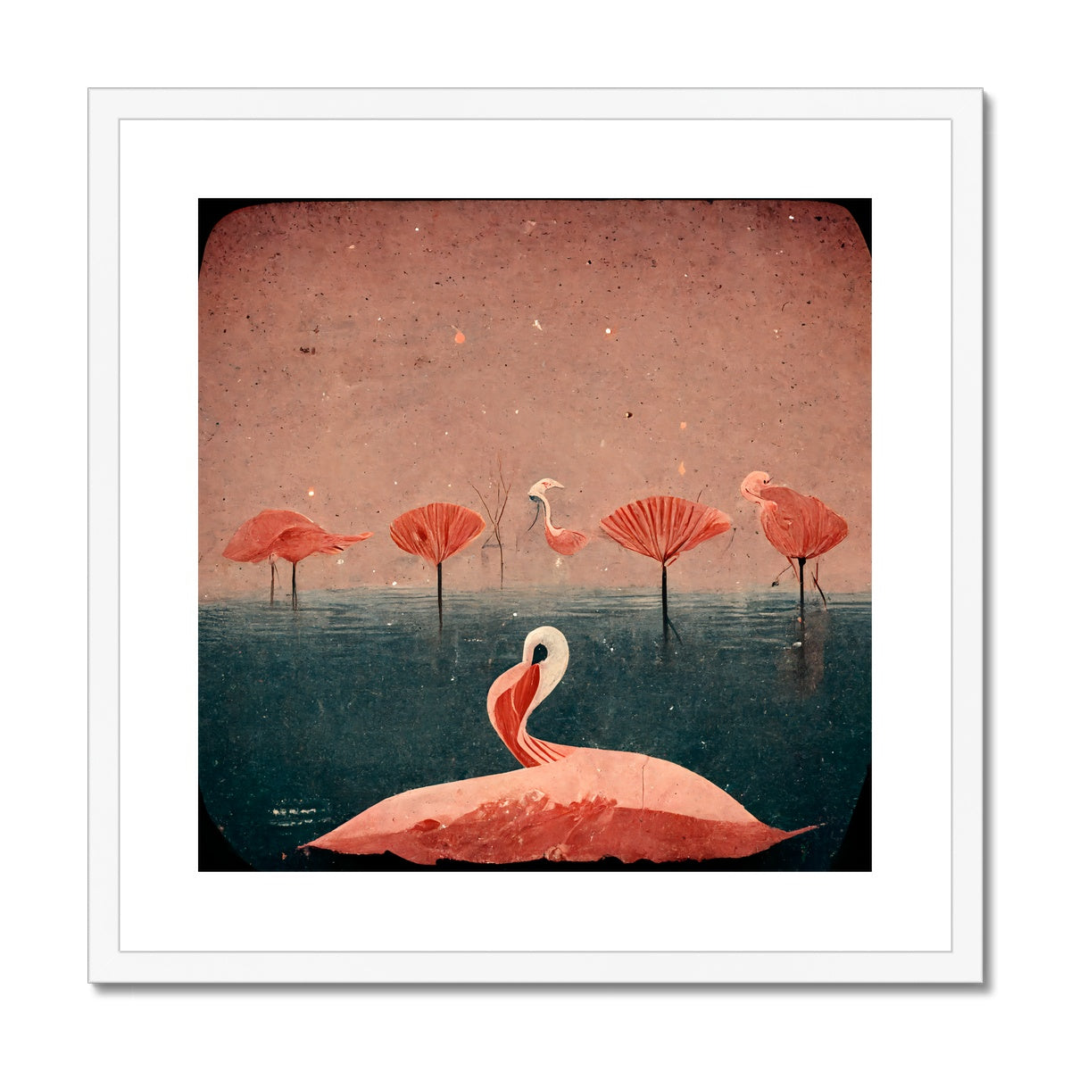 Flamingo Fans Framed & Mounted Print