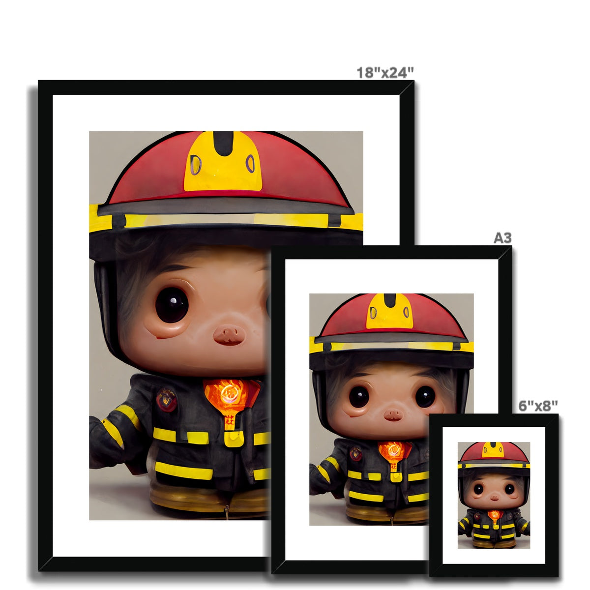 Fireman Guy Pop Framed & Mounted Print