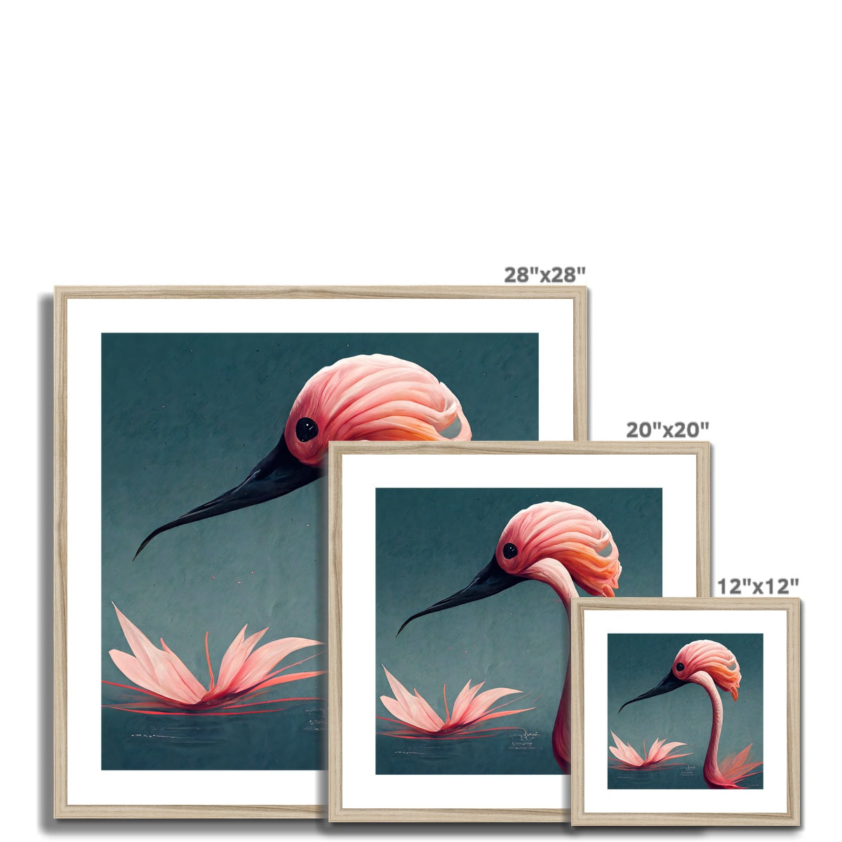 Flamingo Origami Framed & Mounted Print