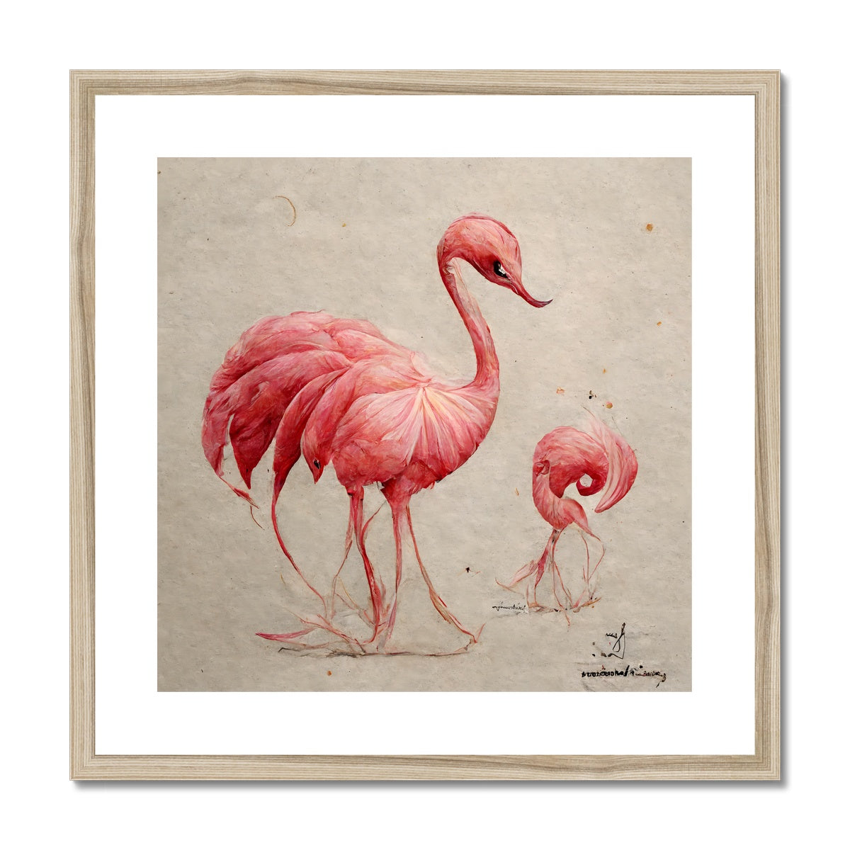 Flamingo Sketch Colors Framed & Mounted Print