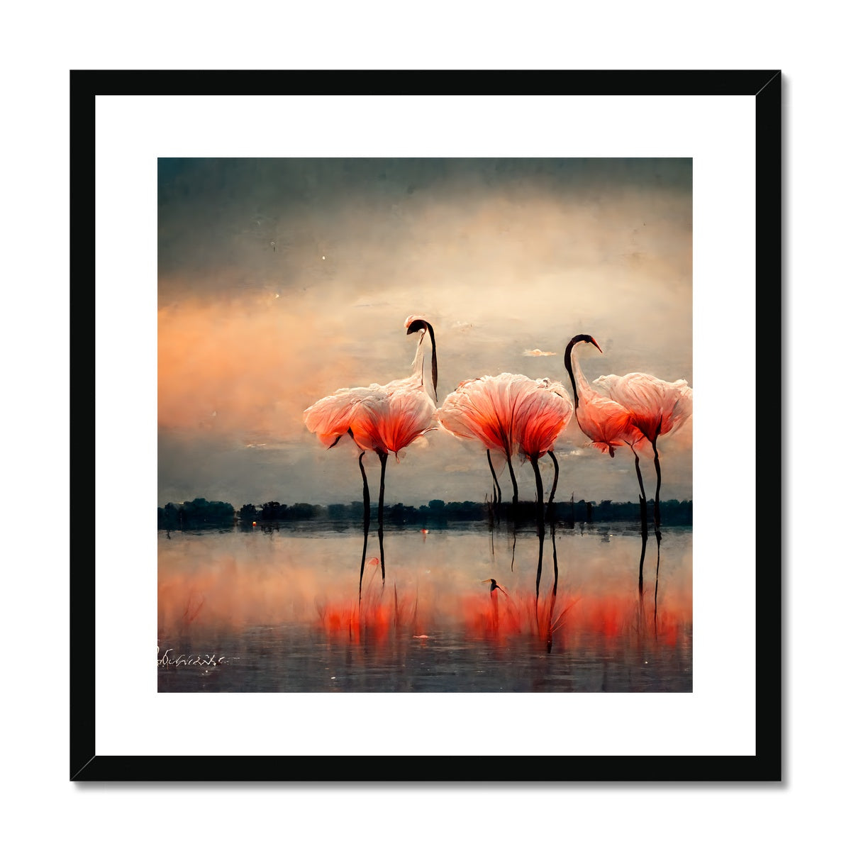 Flamingo Sunset Framed & Mounted Print