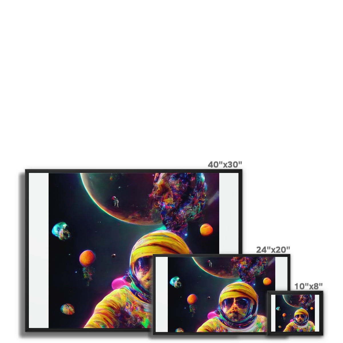 Psychedelic Astronaut in Space Framed Canvas