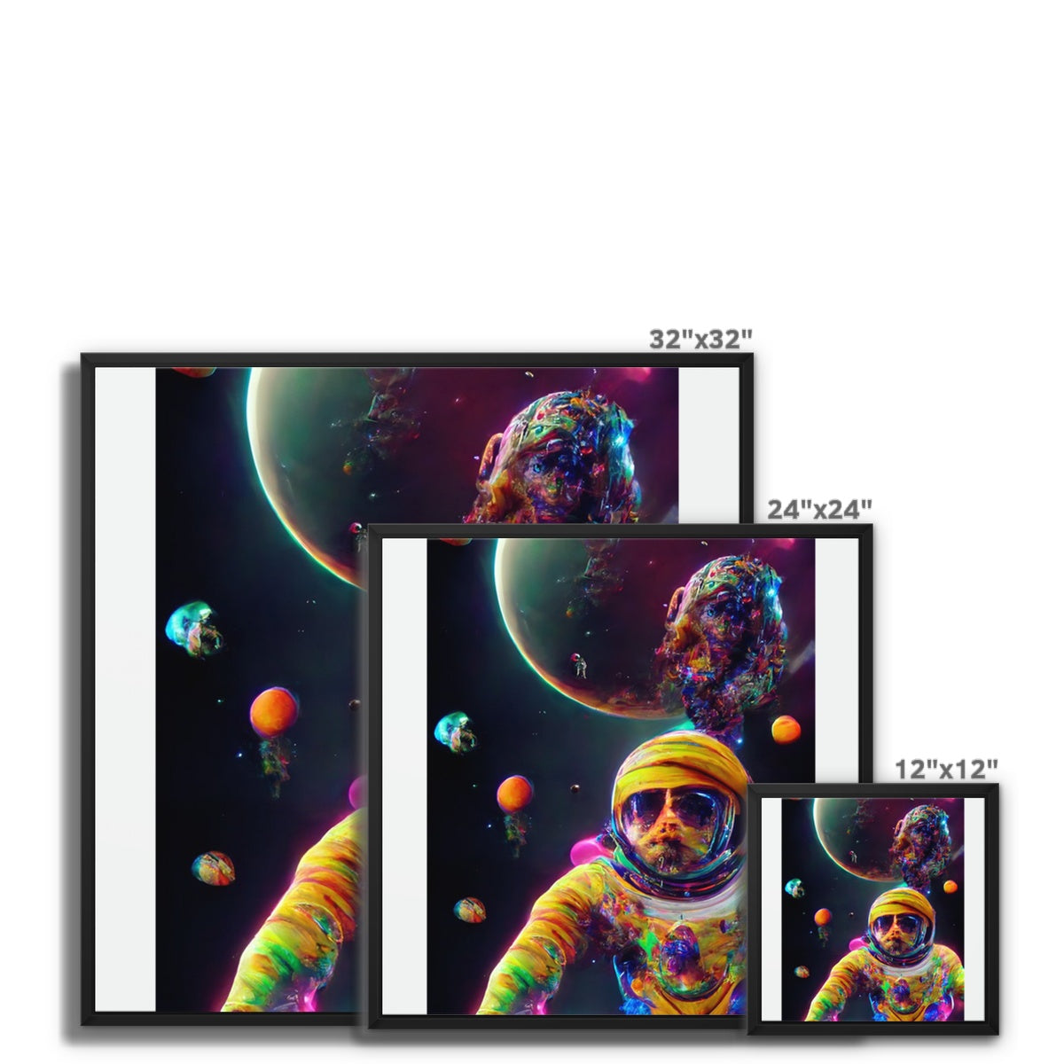 Psychedelic Astronaut in Space Framed Canvas