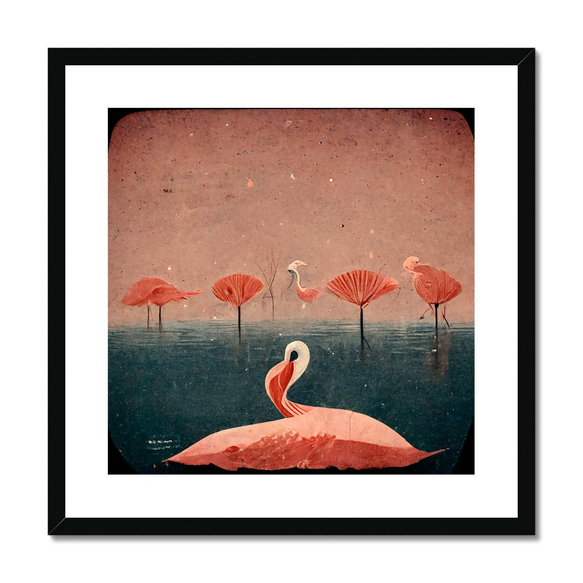 Flamingo Fans Framed & Mounted Print