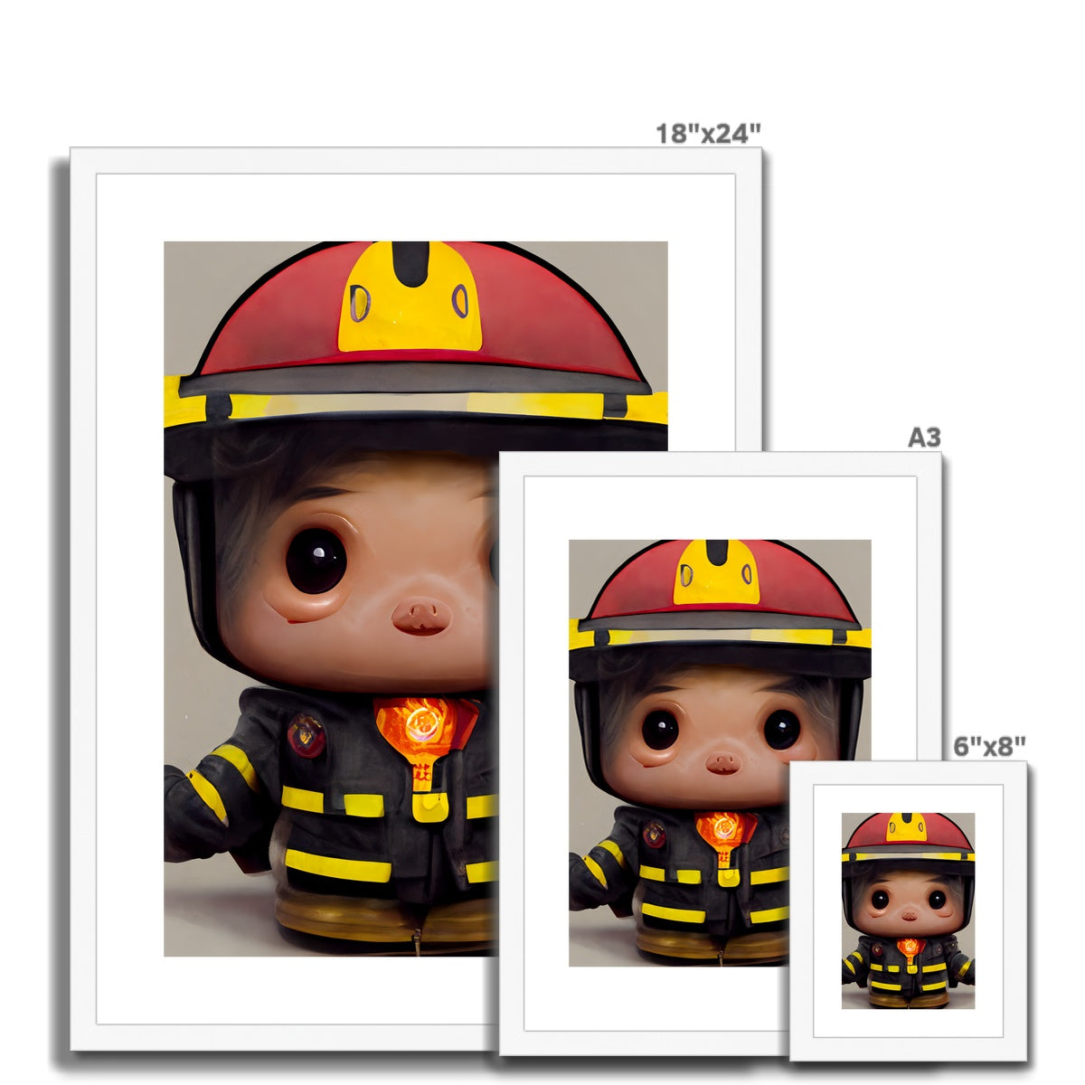 Fireman Guy Pop Framed & Mounted Print