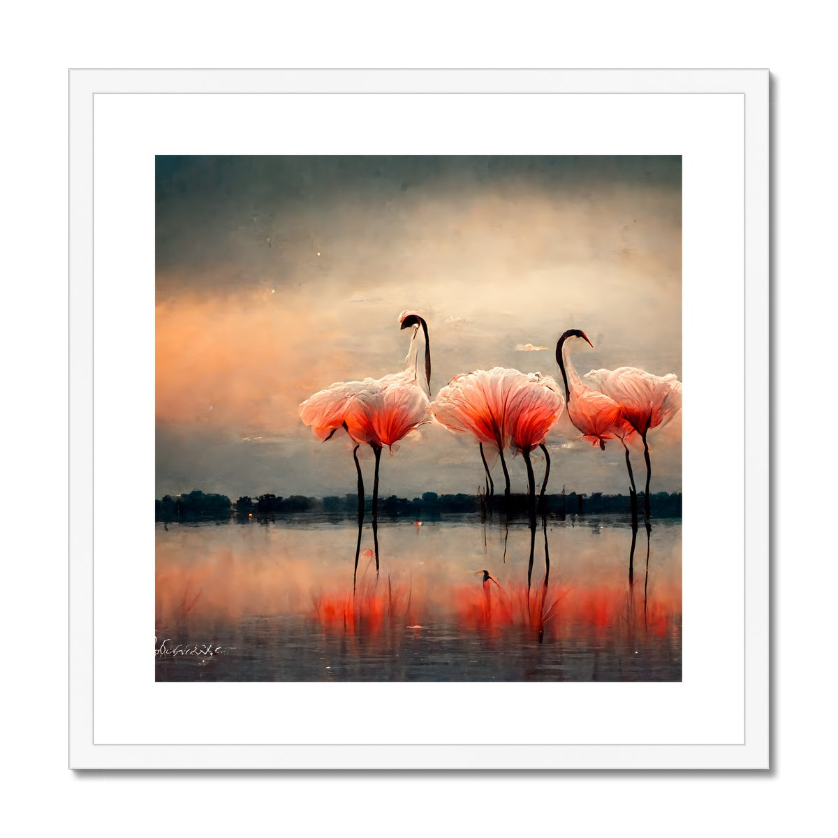 Flamingo Sunset Framed & Mounted Print