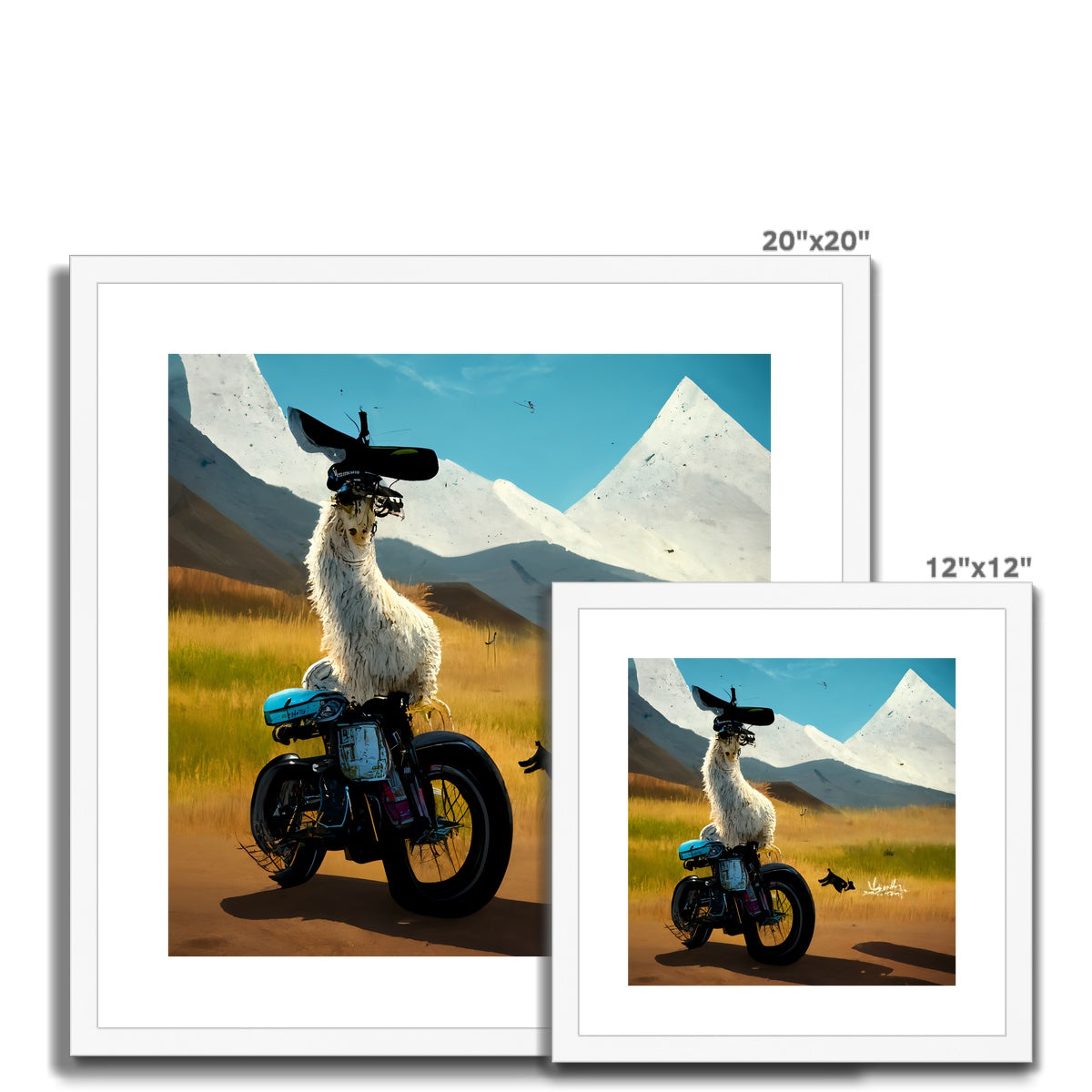 Llama on a Bike Framed & Mounted Print