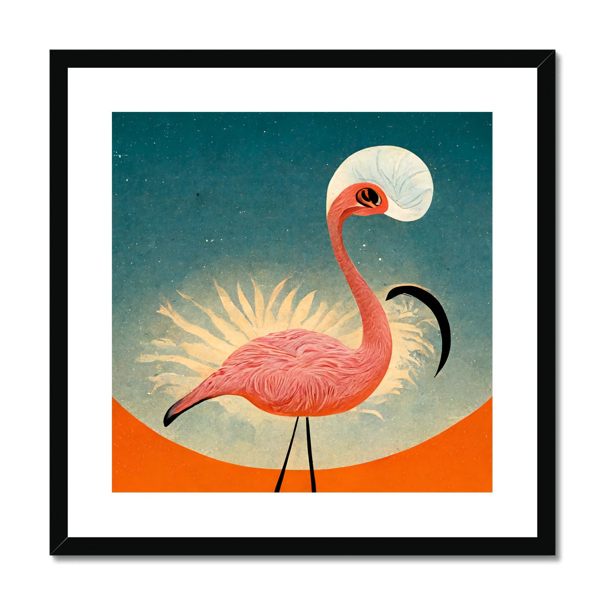 Flamingo Poster Style Framed & Mounted Print