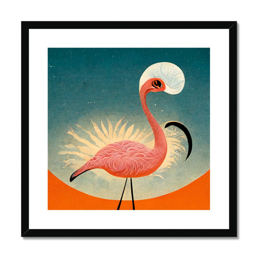 Flamingo Poster Style Framed & Mounted Print