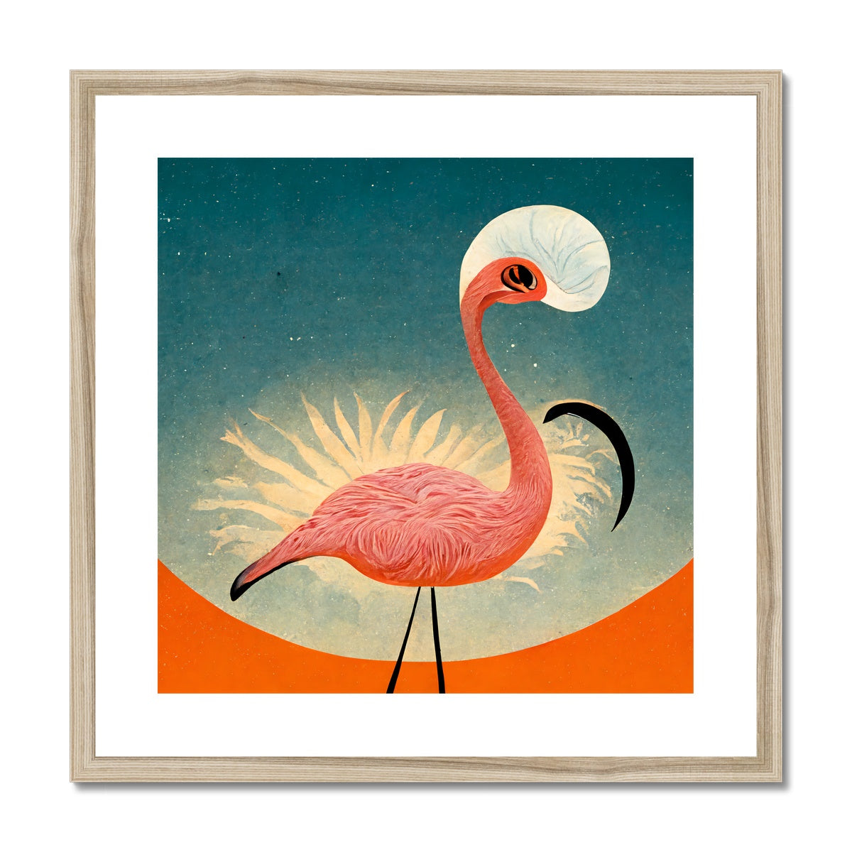 Flamingo Poster Style Framed & Mounted Print