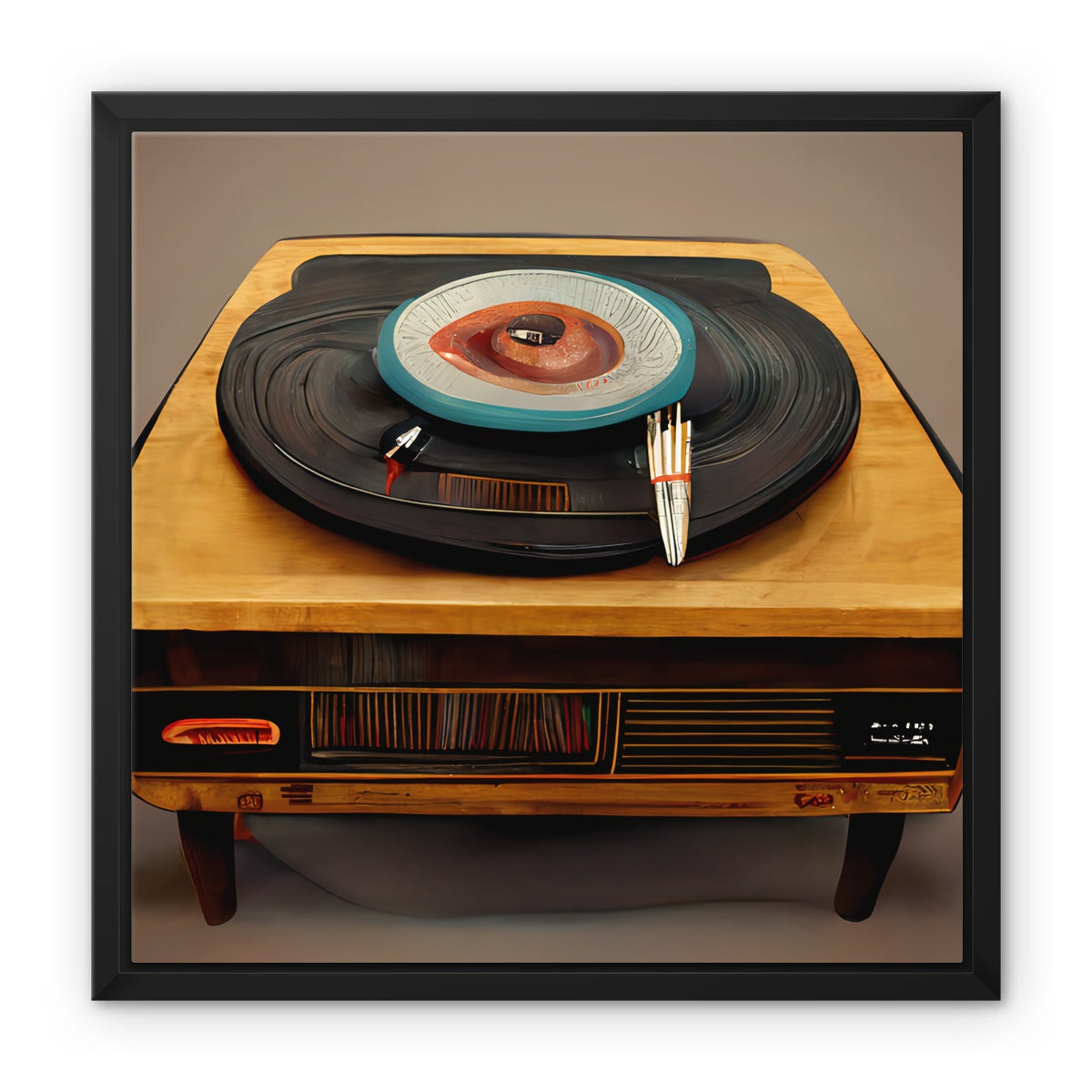 Retro Vinyl Framed Canvas