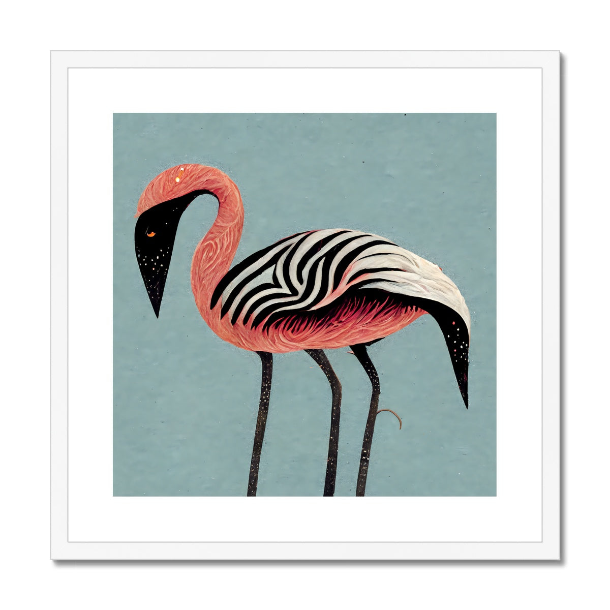 Zebra Flamingo Framed & Mounted Print