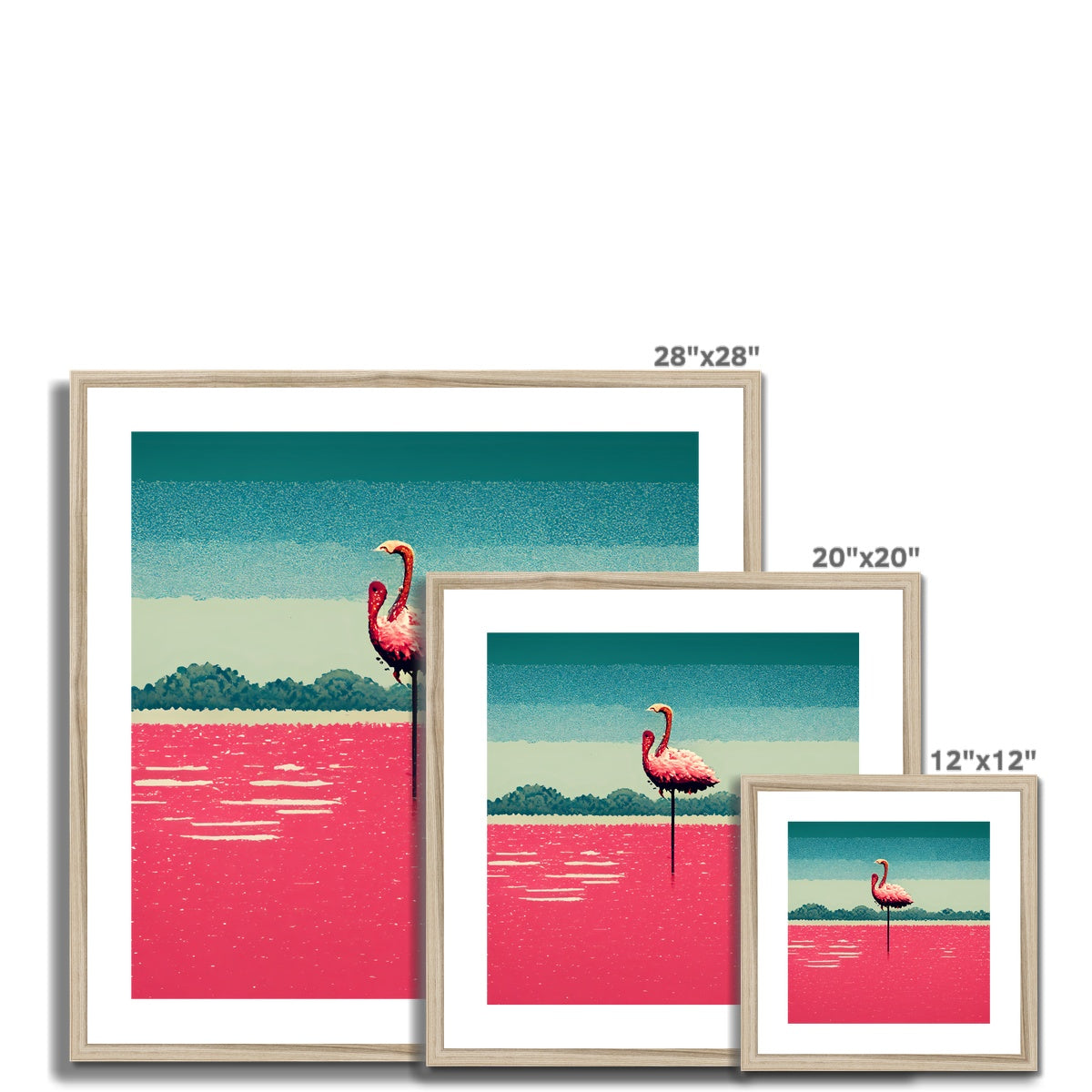 Flamingo 8 Bit Framed & Mounted Print