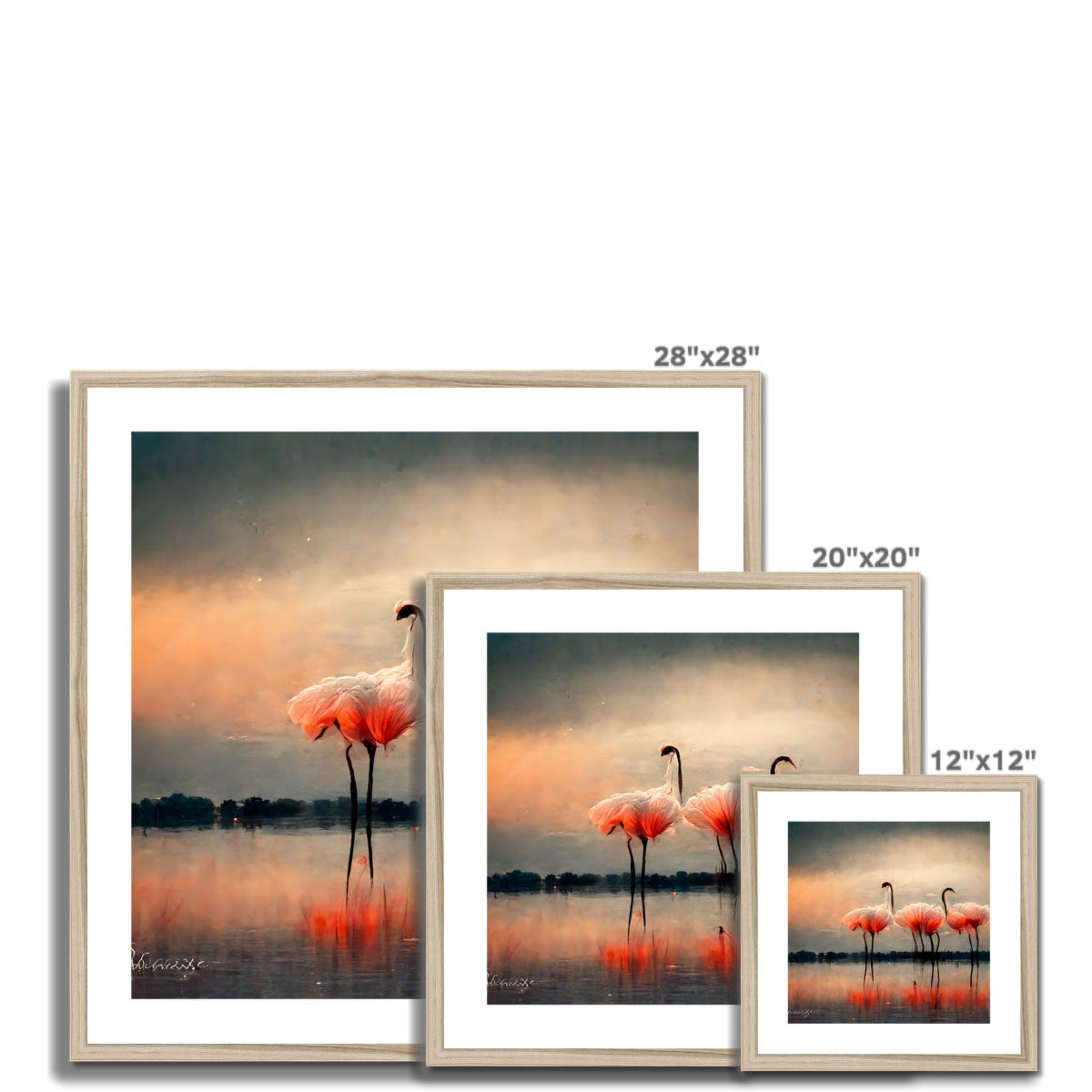 Flamingo Sunset Framed & Mounted Print