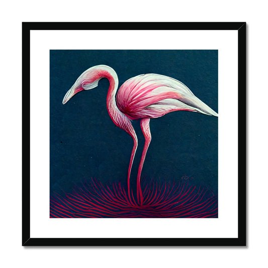 Flamingo Color Pencil Framed & Mounted Print