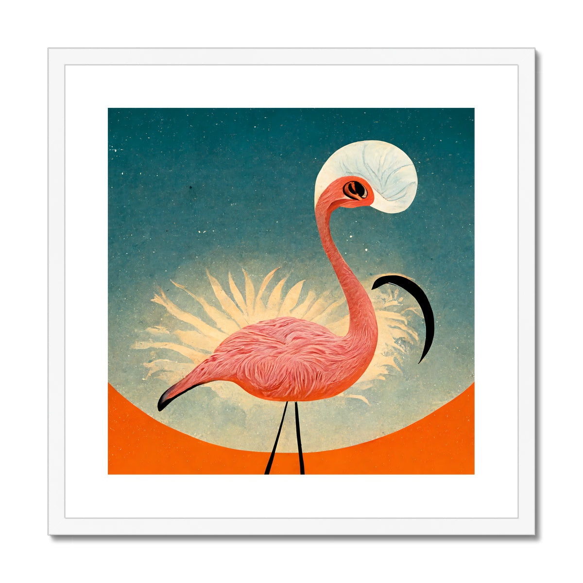 Flamingo Poster Style Framed & Mounted Print