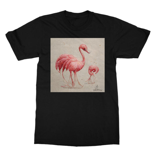 Flamingo Sketch Colors Softstyle T-Shirt