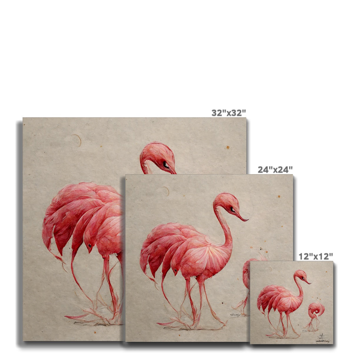 Flamingo Sketch Colors Canvas