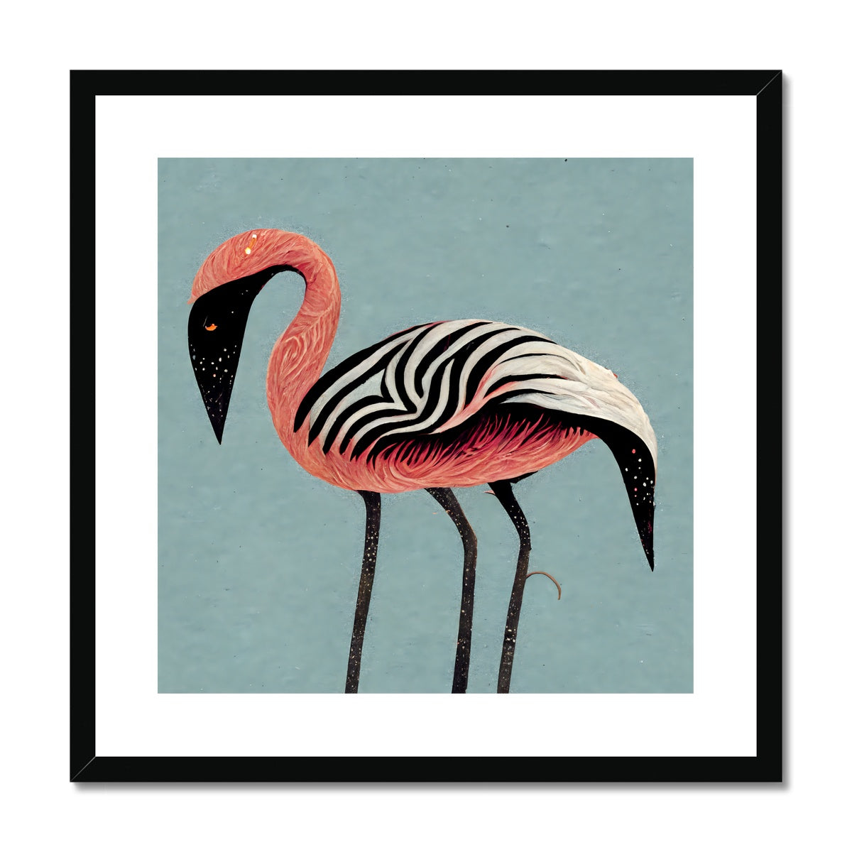 Zebra Flamingo Framed & Mounted Print