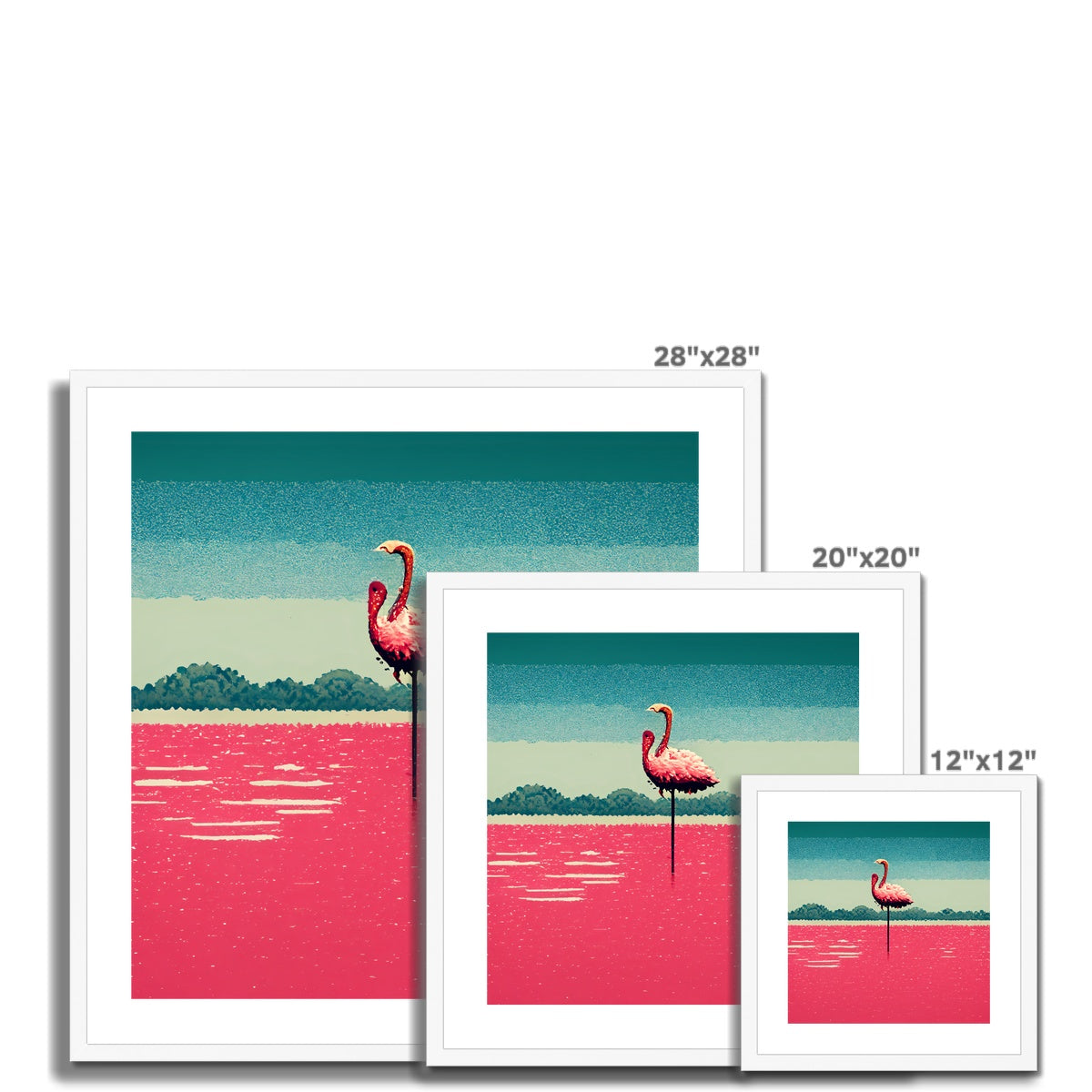 Flamingo 8 Bit Framed & Mounted Print