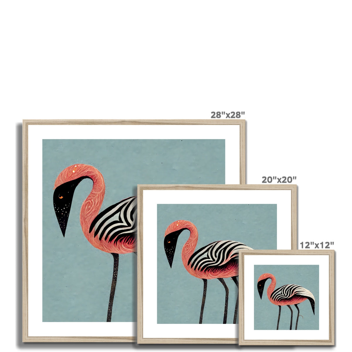 Zebra Flamingo Framed & Mounted Print