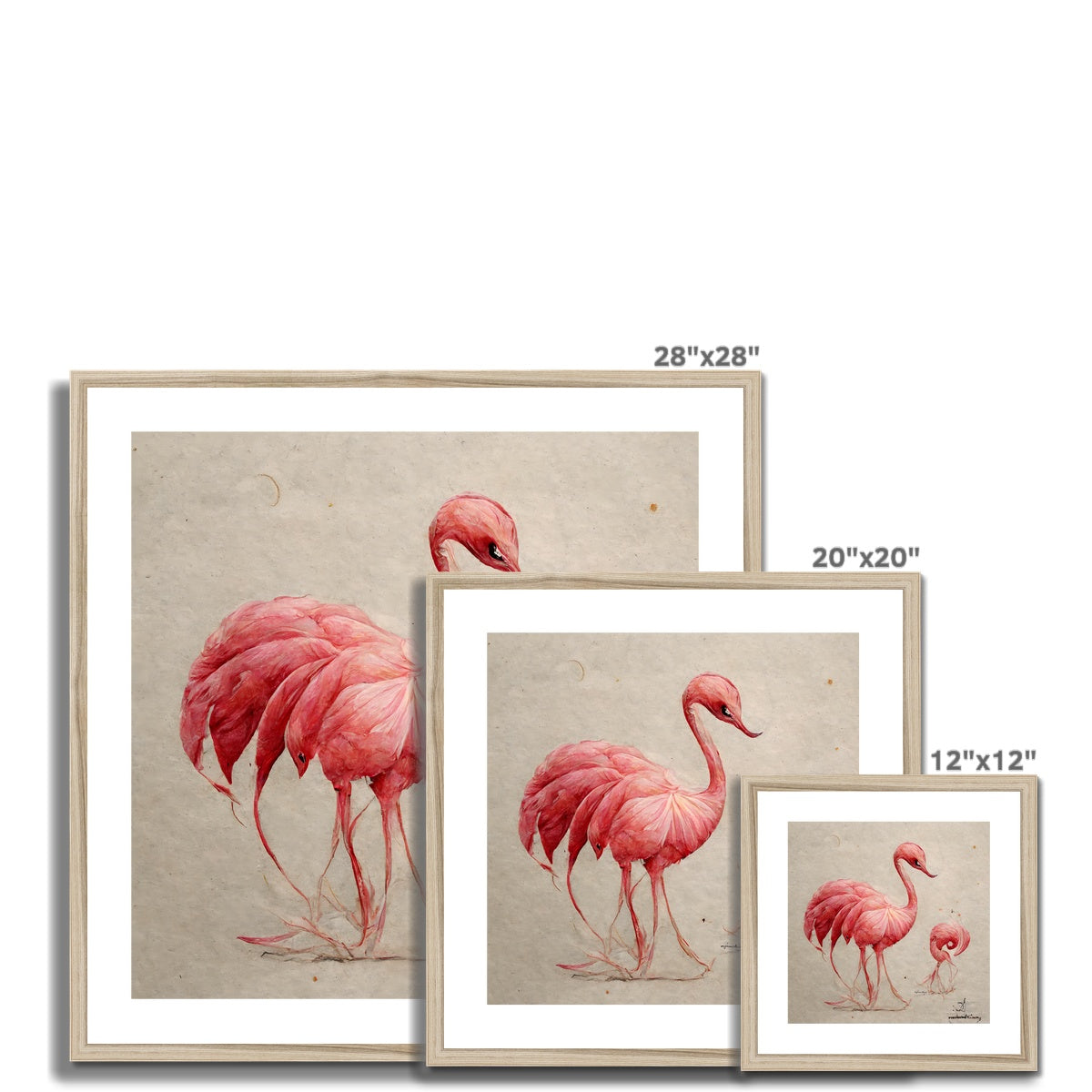 Flamingo Sketch Colors Framed & Mounted Print