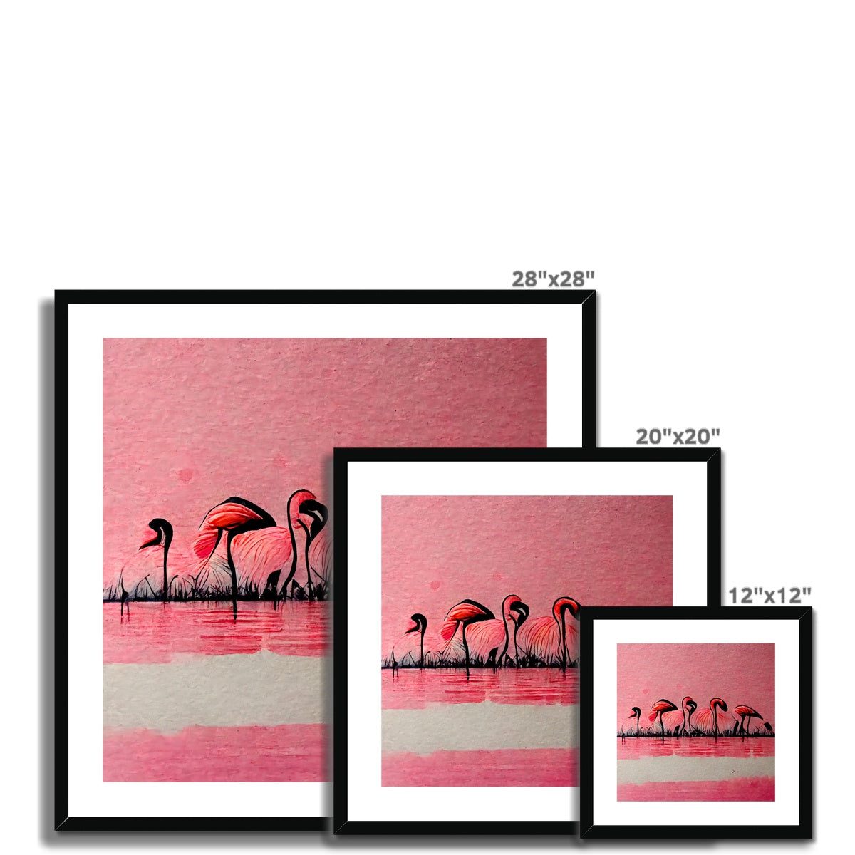 Flamingo Dinner Meetup Framed & Mounted Print