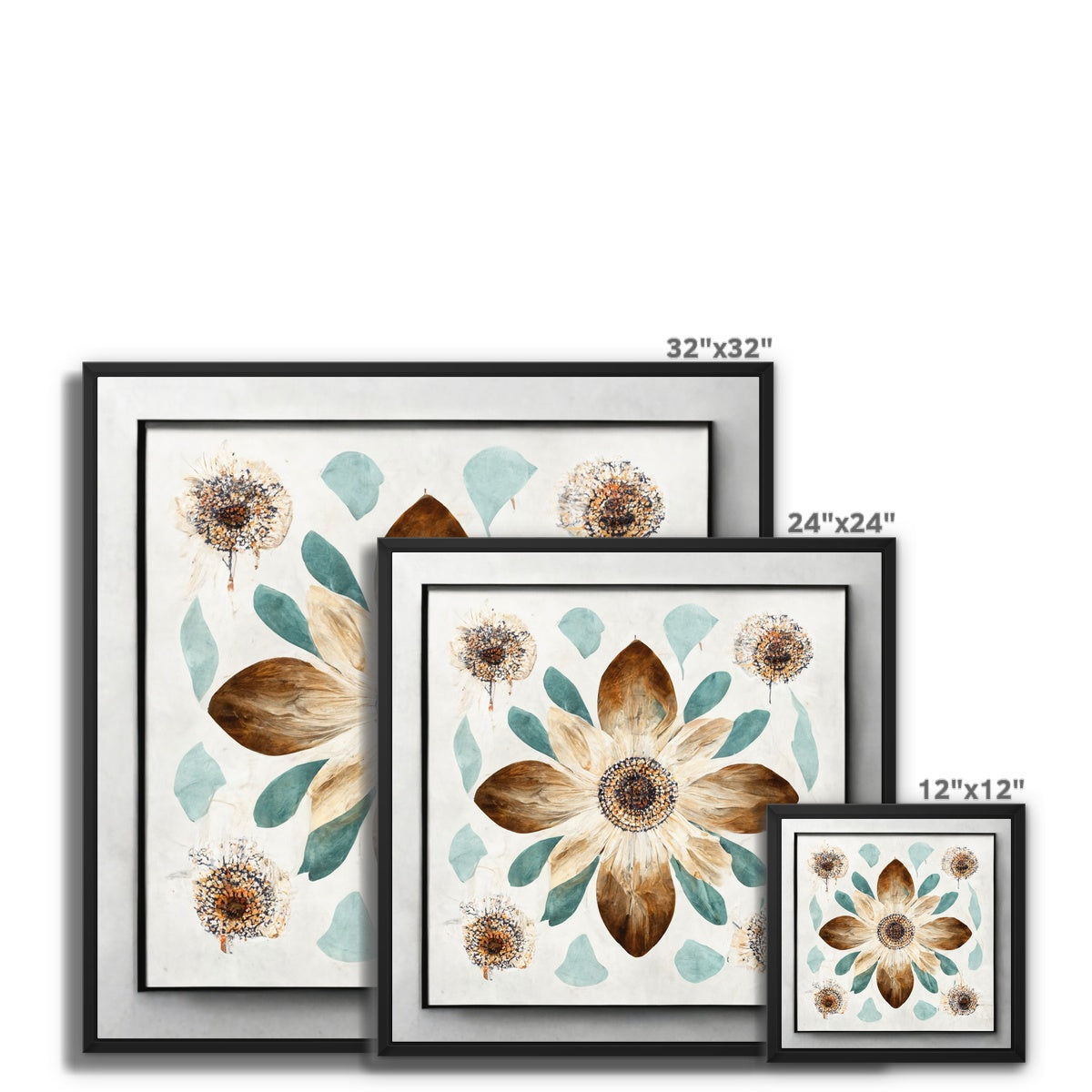 Boho Flower Brown Framed Canvas