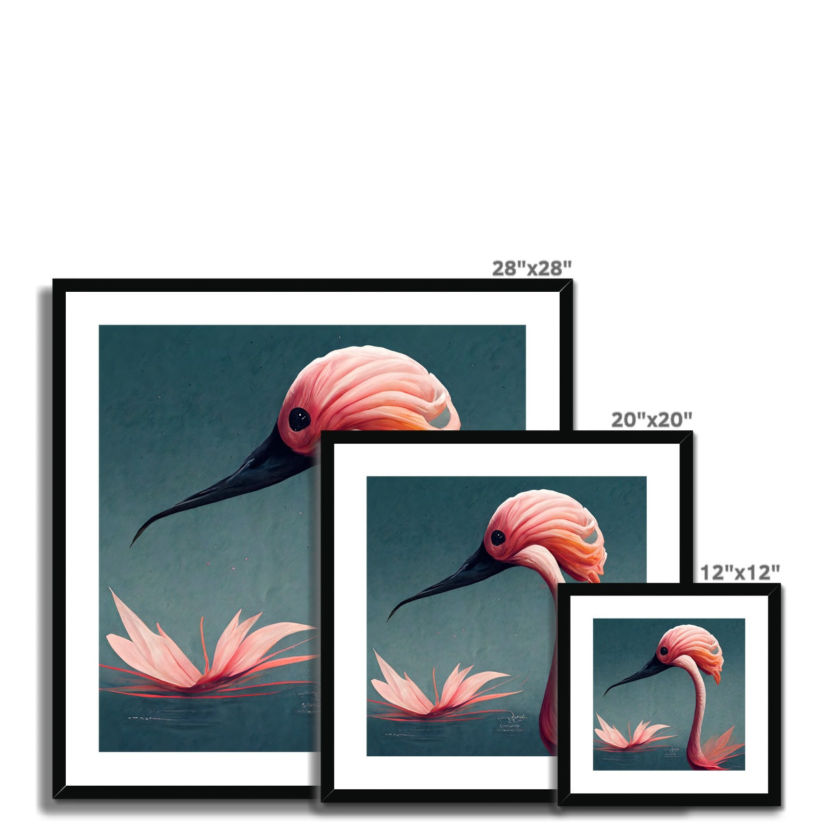 Flamingo Origami Framed & Mounted Print