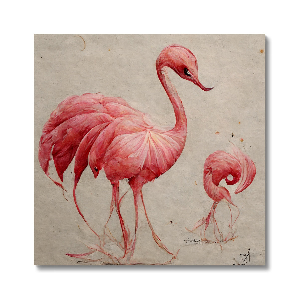 Flamingo Sketch Colors Canvas