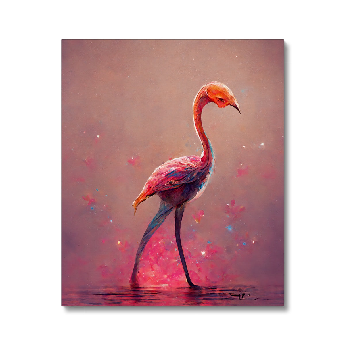 Flamingo Standing Alone Canvas