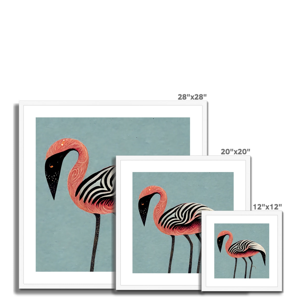 Zebra Flamingo Framed & Mounted Print