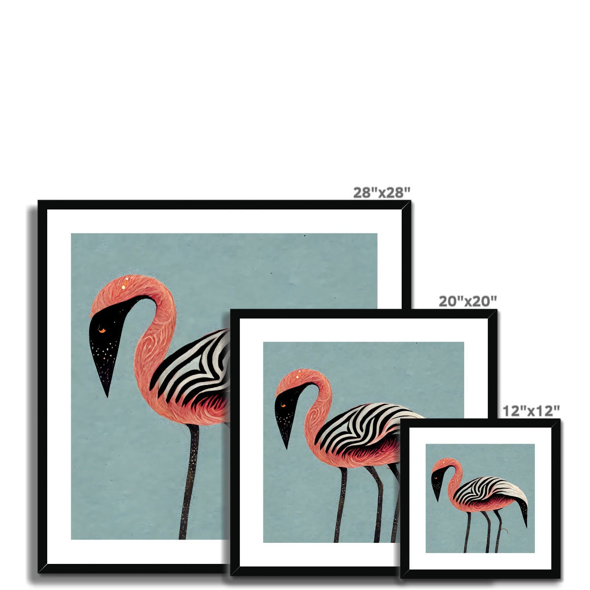 Zebra Flamingo Framed & Mounted Print