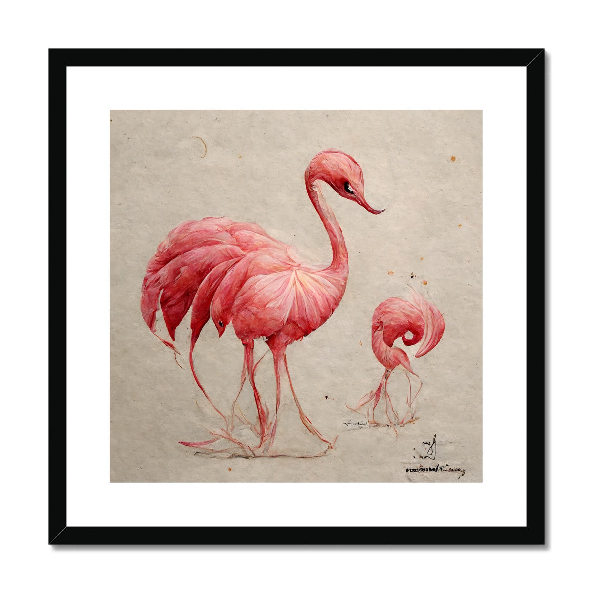 Flamingo Sketch Colors Framed & Mounted Print