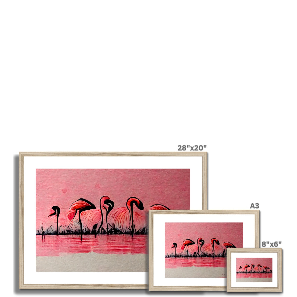 Flamingo Dinner Meetup Framed & Mounted Print