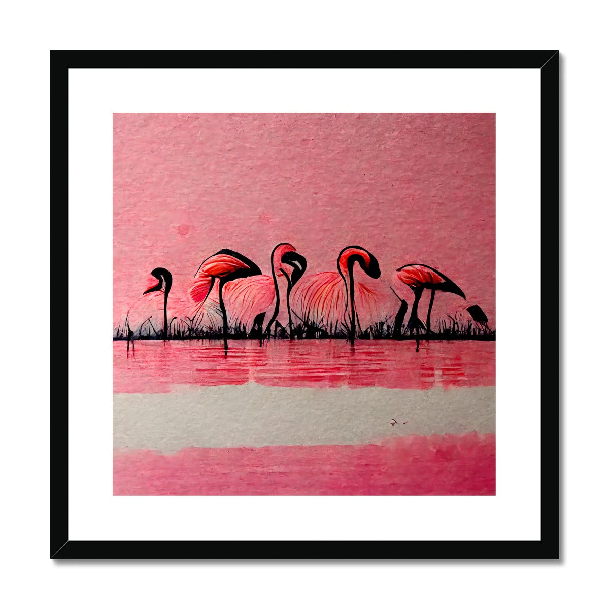 Flamingo Dinner Meetup Framed & Mounted Print