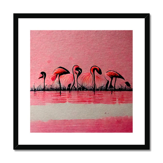 Flamingo Dinner Meetup Framed & Mounted Print