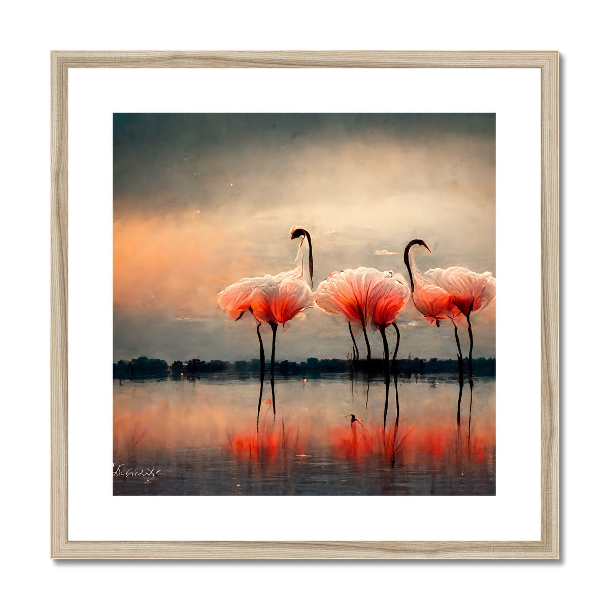 Flamingo Sunset Framed & Mounted Print