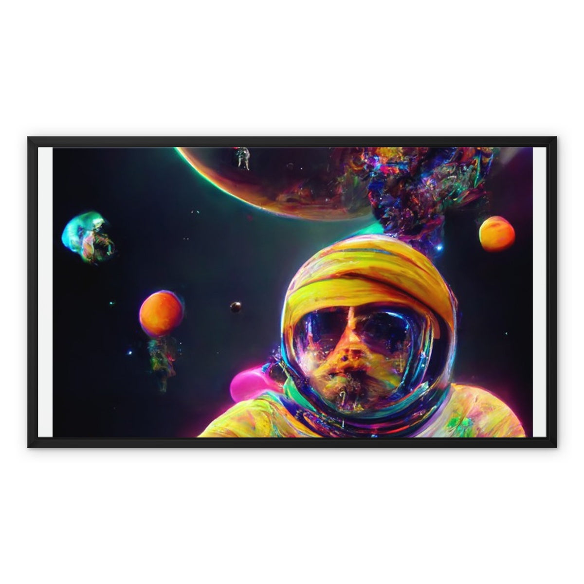 Psychedelic Astronaut in Space Framed Canvas