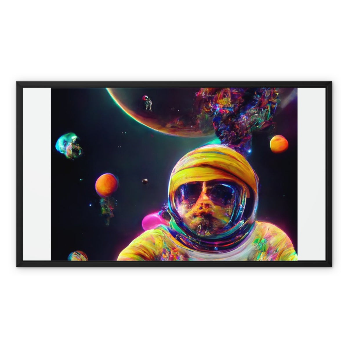 Psychedelic Astronaut in Space Framed Canvas