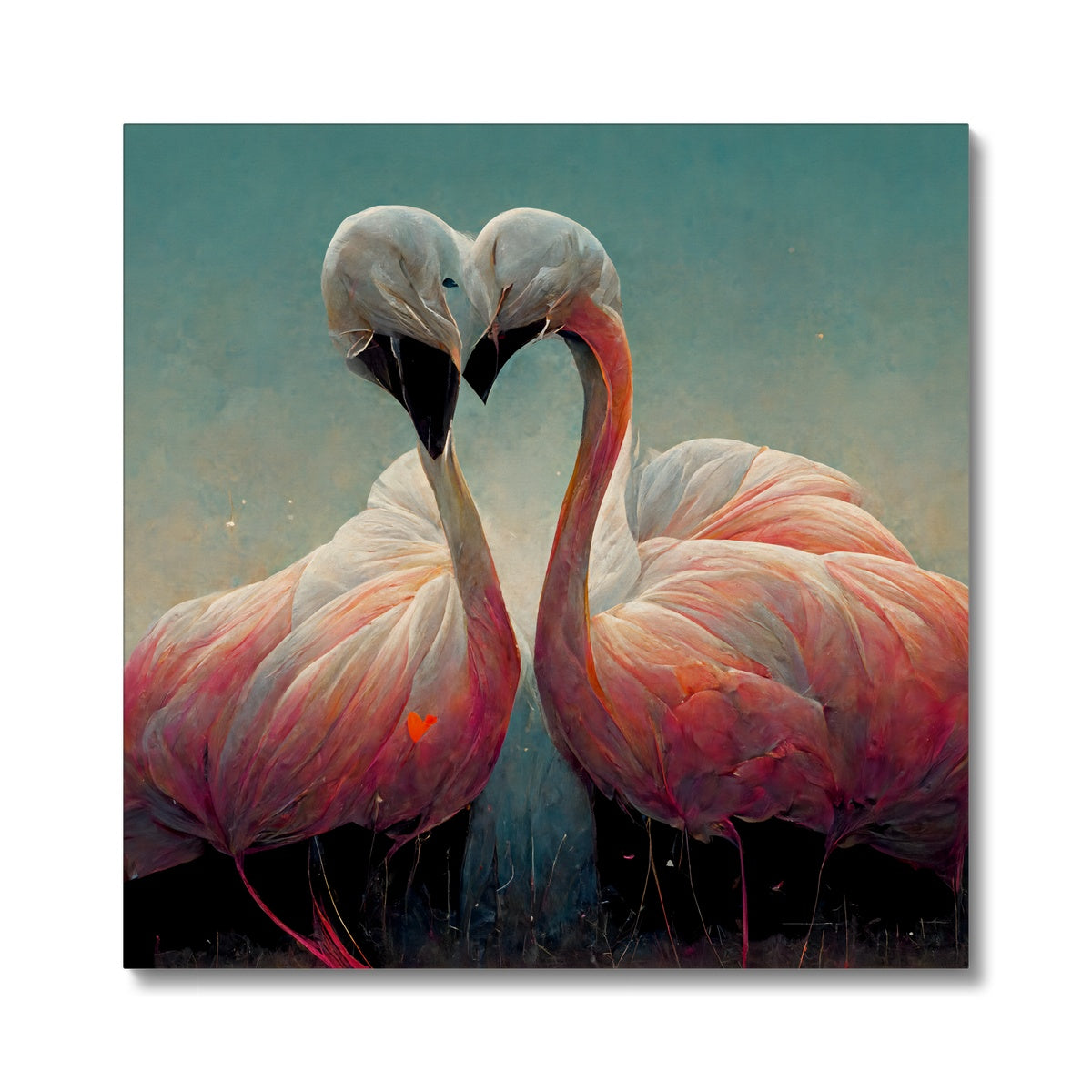 Flamingo Cuddles Canvas