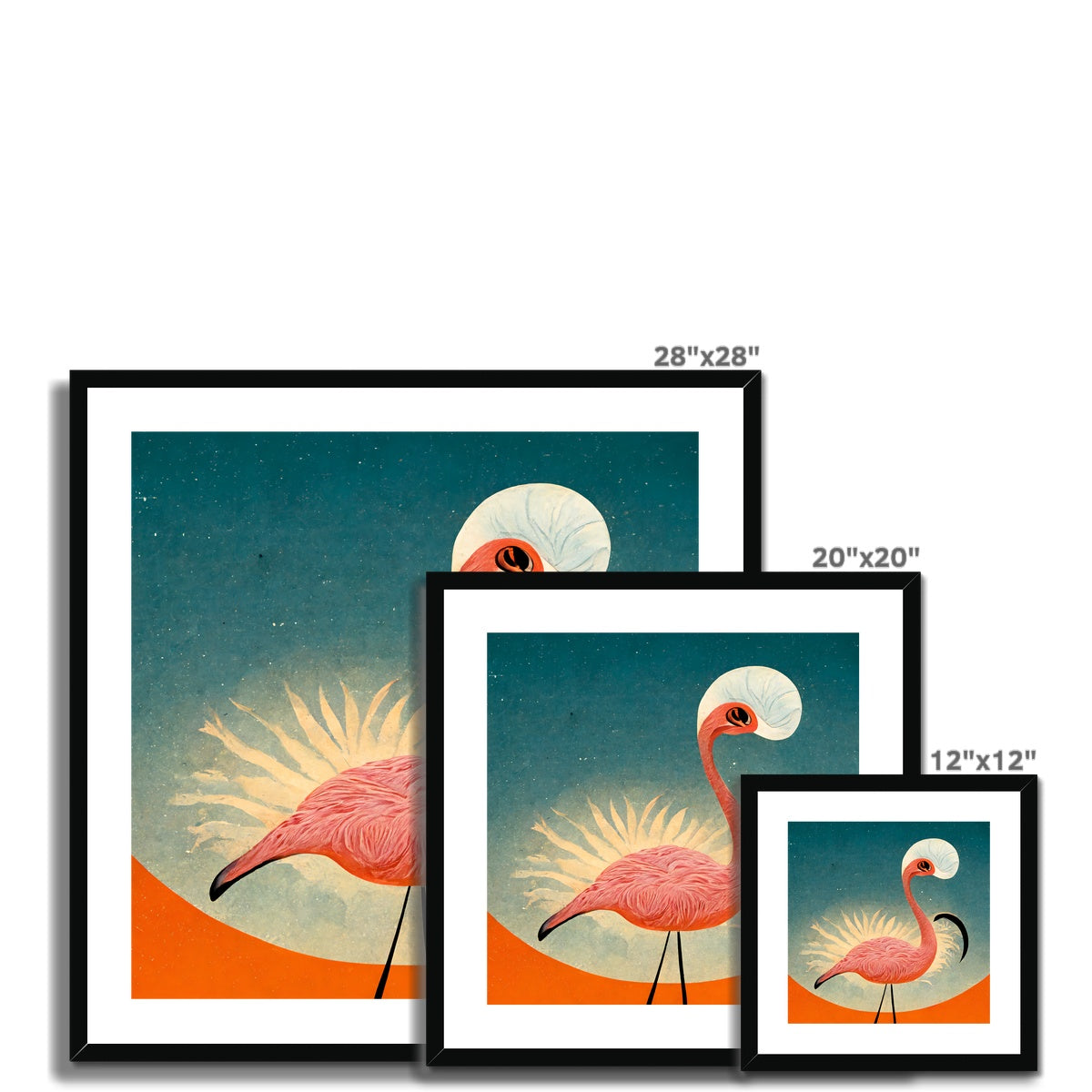 Flamingo Poster Style Framed & Mounted Print