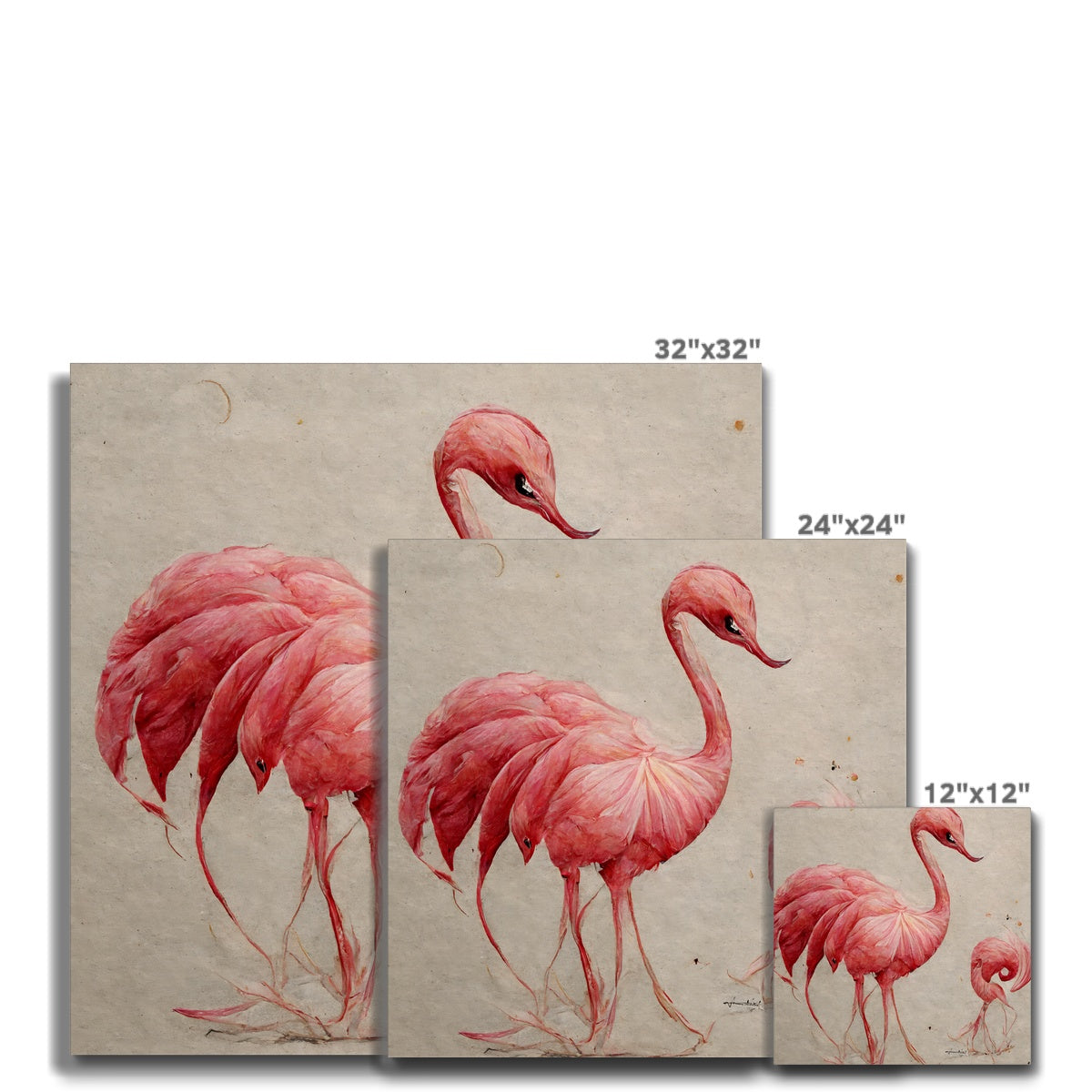 Flamingo Sketch Colors Canvas