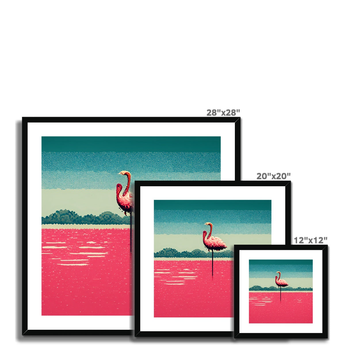 Flamingo 8 Bit Framed & Mounted Print