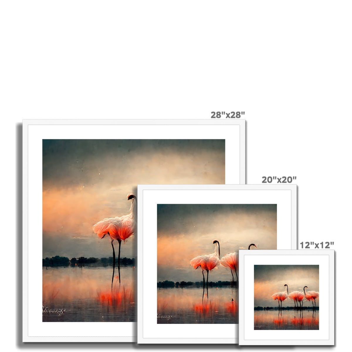 Flamingo Sunset Framed & Mounted Print