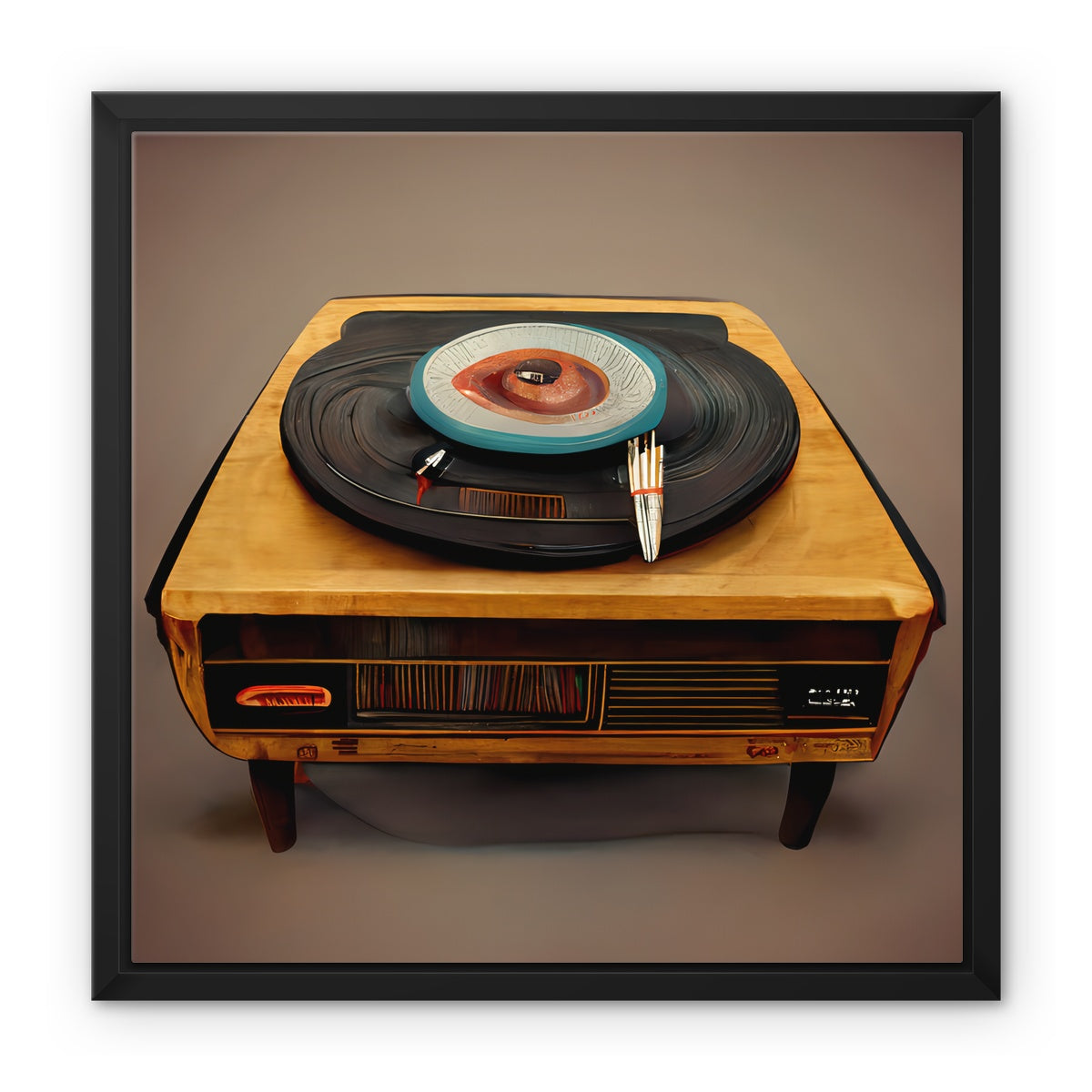 Retro Vinyl Framed Canvas